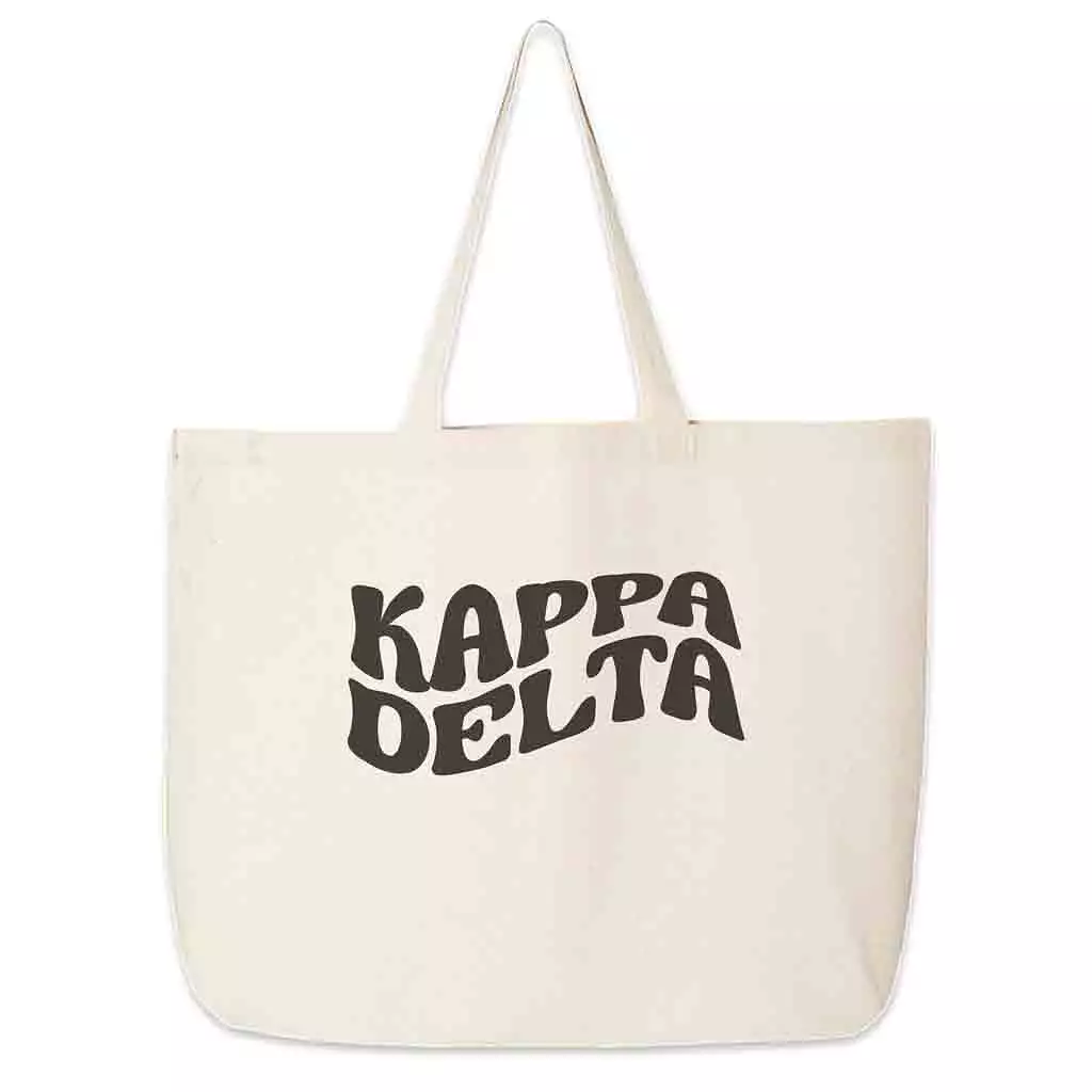 Kappa Delta Large Canvas Sorority Tote Bag with Simple Mod Design