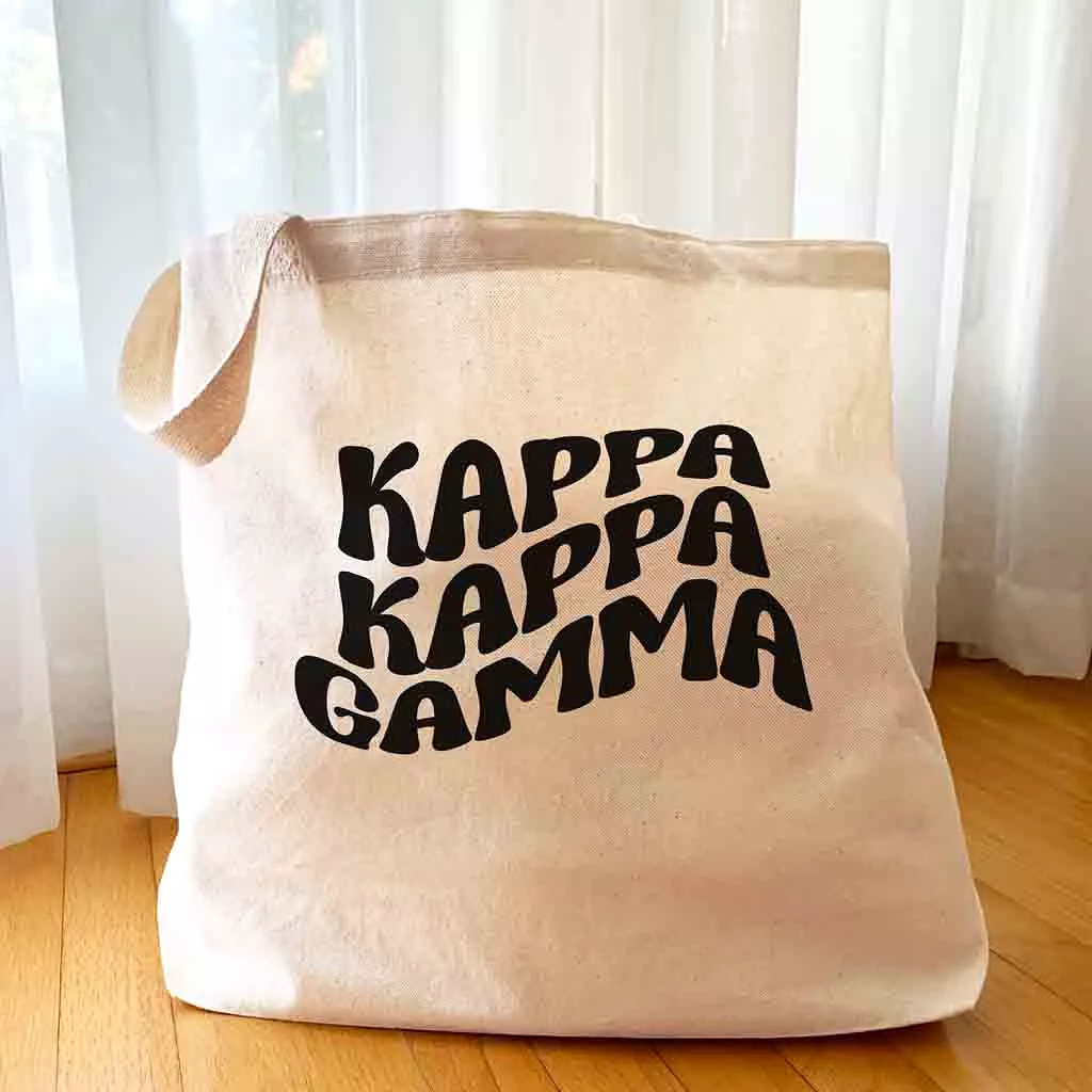 Kappa Kappa Gamma Large Canvas Sorority Tote Bag with Simple Mod Design