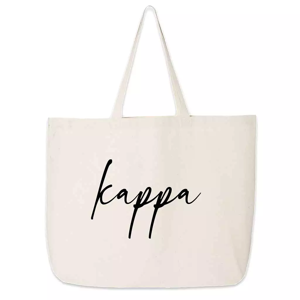 Kappa Kappa Gamma Script Writing Nickname Canvas Tote Bag