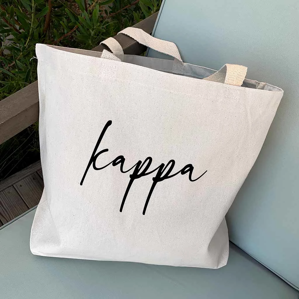 Kappa Kappa Gamma Script Writing Nickname Canvas Tote Bag