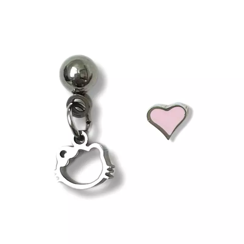 Kawaii Kitten Heart Cartilage Tragus Earrings