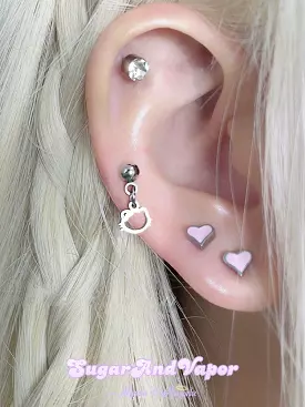 Kawaii Kitten Heart Cartilage Tragus Earrings