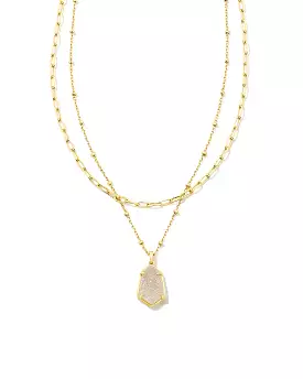 Kendra Scott Alexandria Gold Multi Strand Necklace in Iridescent Drusy