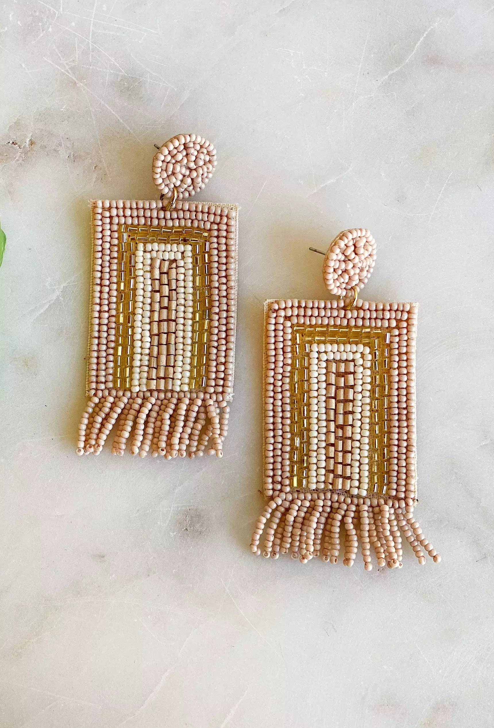 Kirby Beaded Earrings in Tan