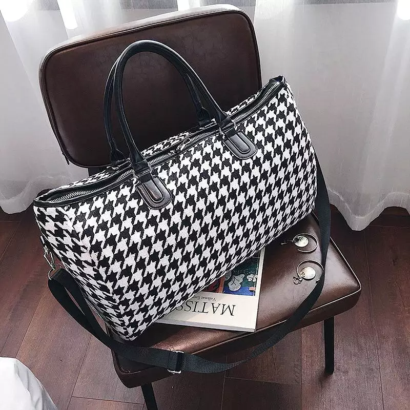 Lila Houndstooth Bag