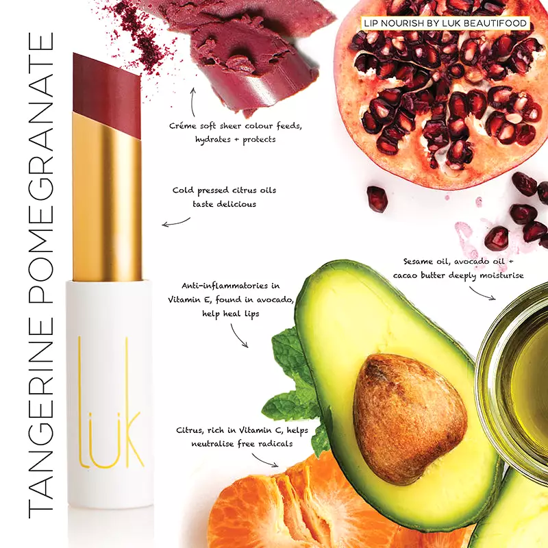 Luk Beautifood Lip Nourish Organic Natural Lipstick Tangerine Pomegranate