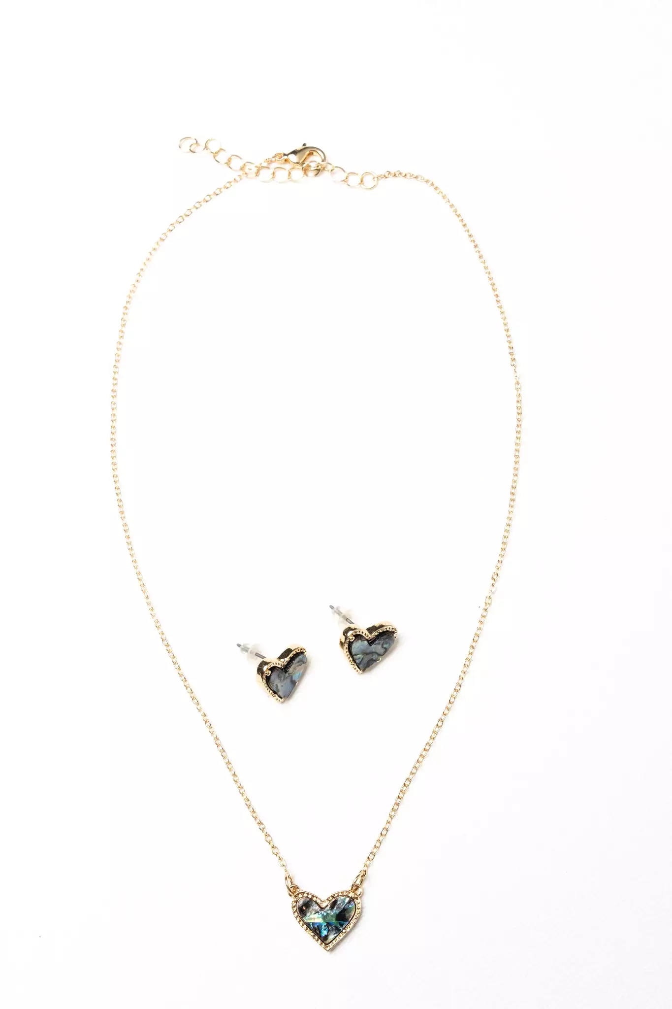 Marble Heart Necklace and Earring Set