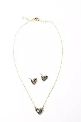 Marble Heart Necklace and Earring Set