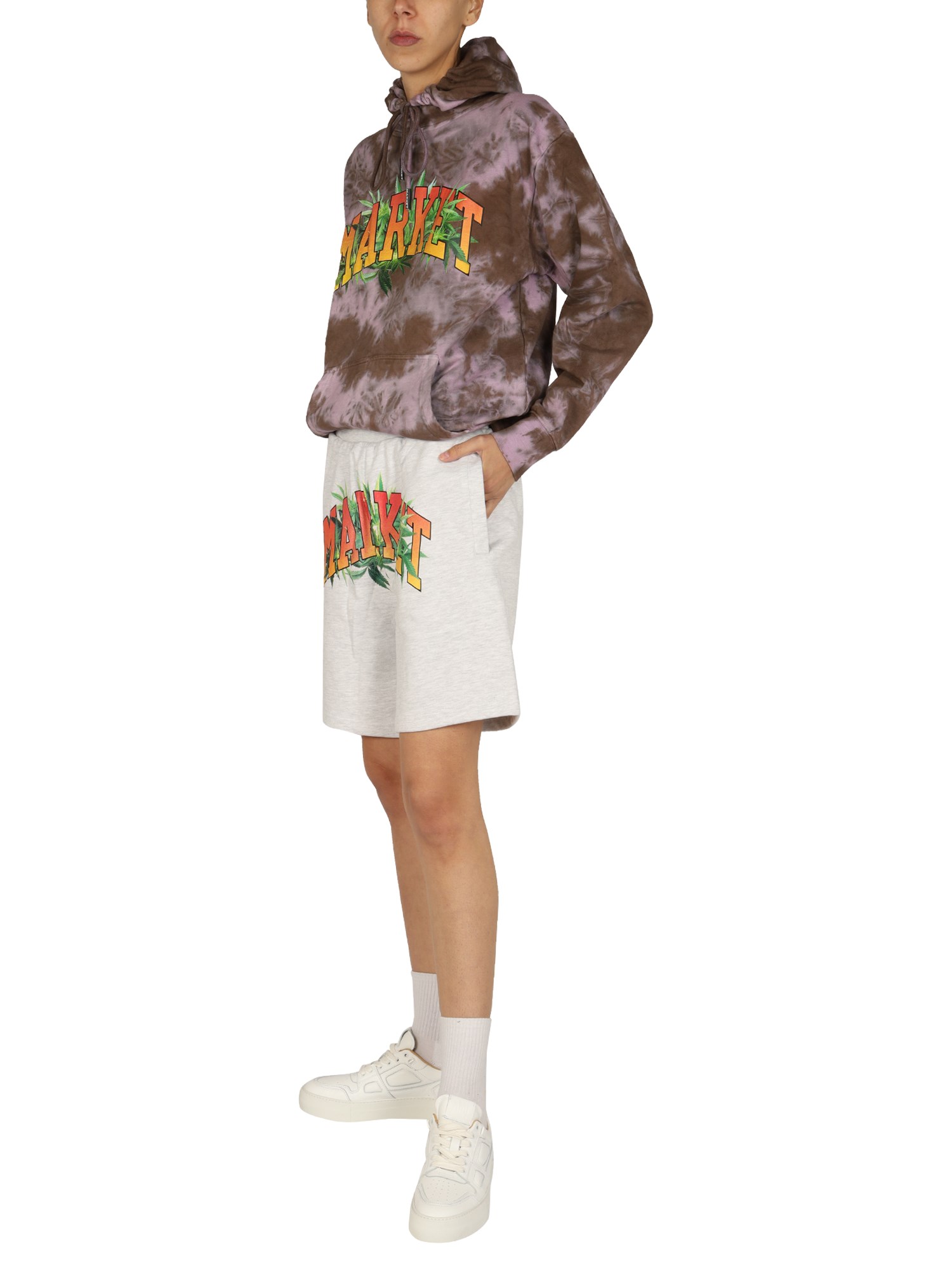 MARKET    COTTON FLEECE LOGO PRINT BERMUDA