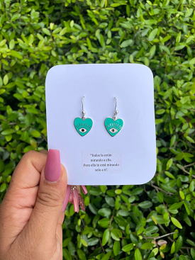 Ojitos  corazón earrings (teal)