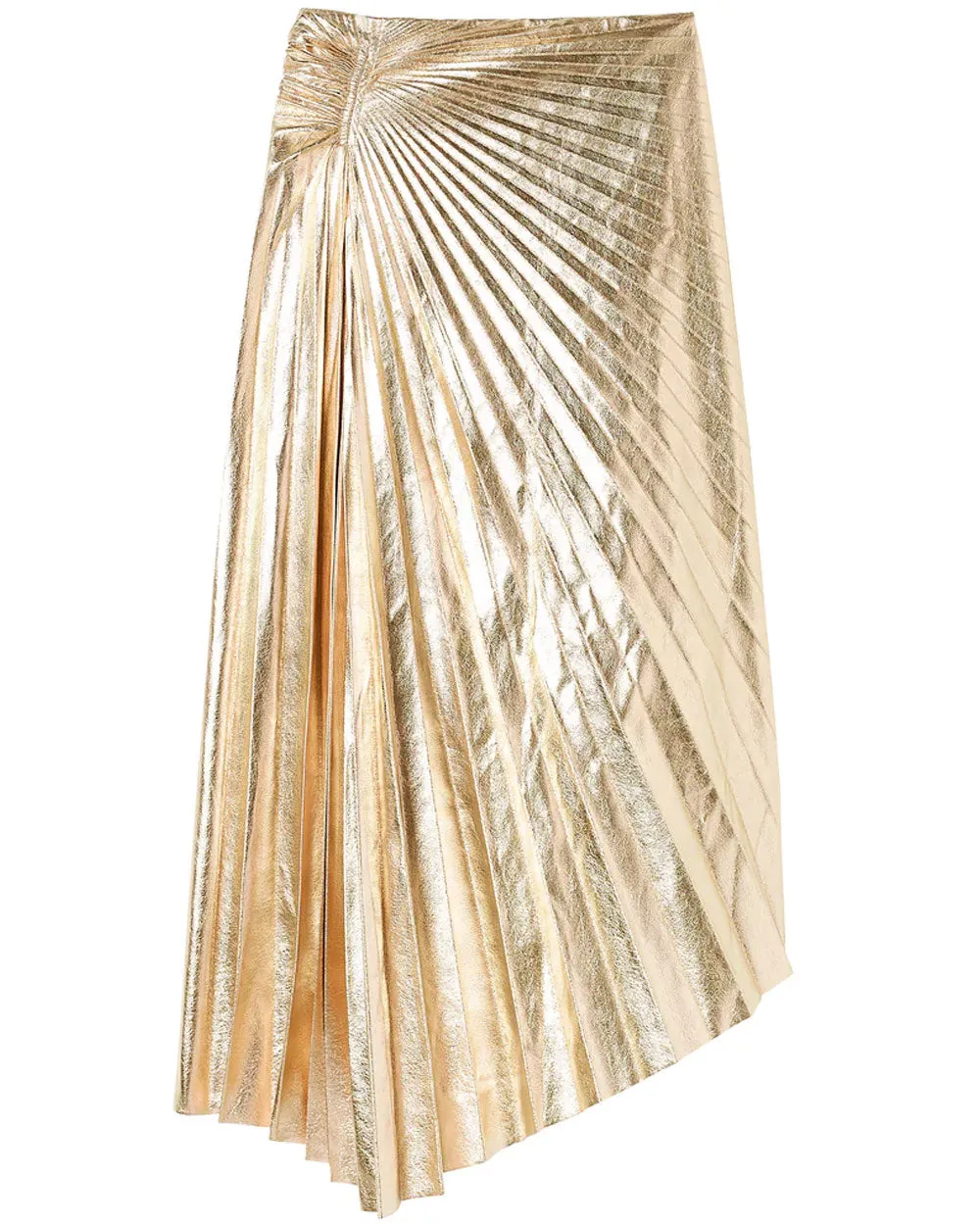 Pale Gold Tori Asymmetrical Metallic Vegan Leather Skirt