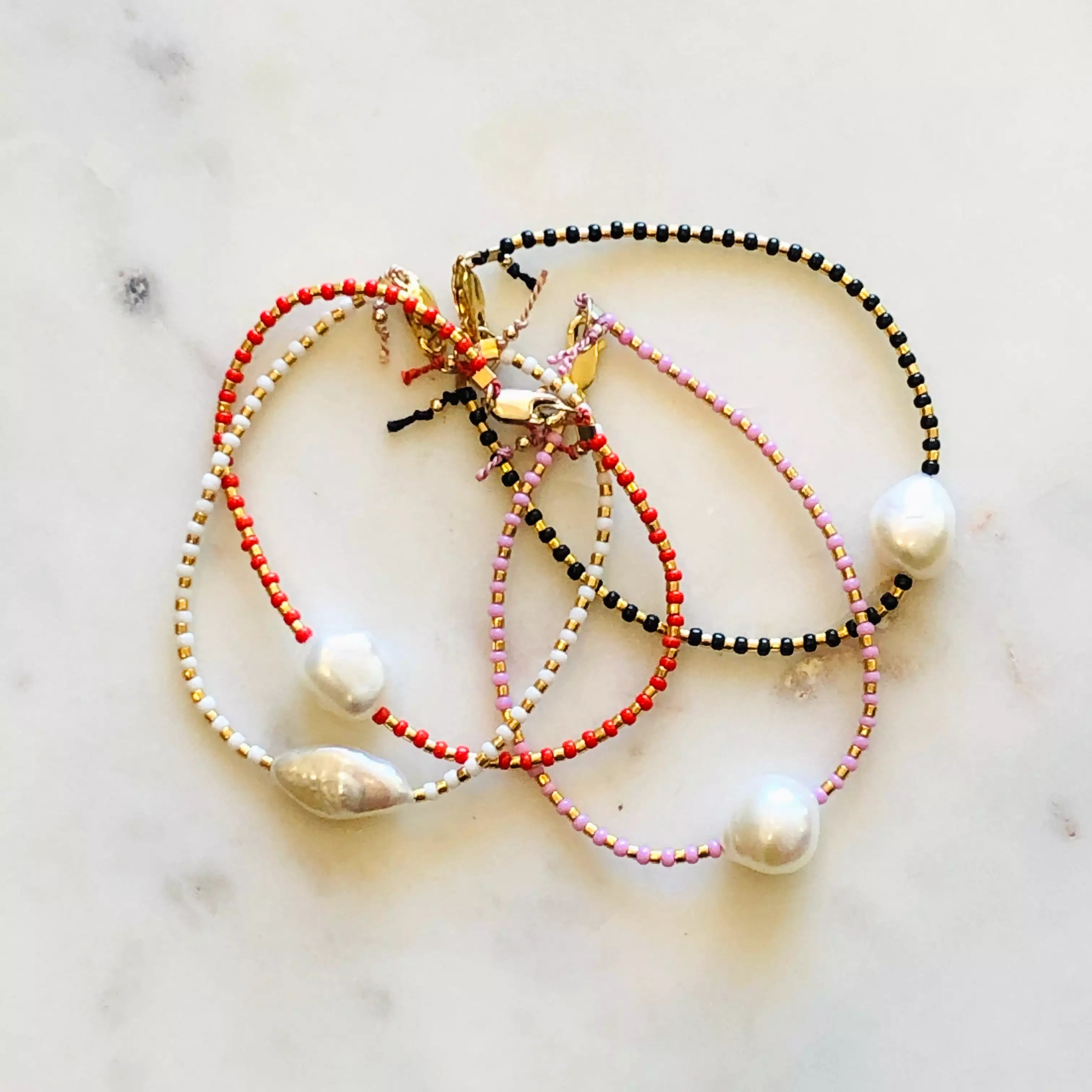 Pearl + 24k Gold Beads Bracelet