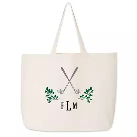 Personalized Golf Monogram Large Canvas Tote Bag