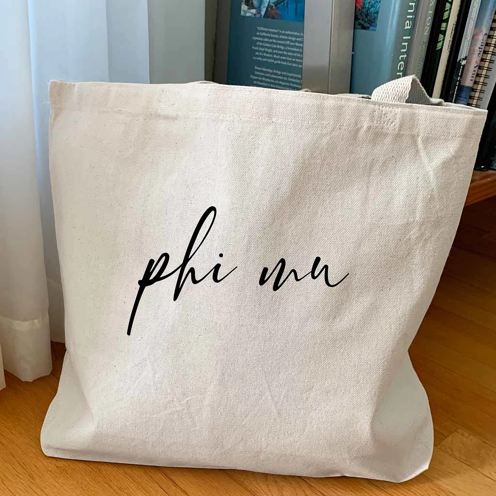 Phi Mu Script Writing Nickname Canvas Tote Bag