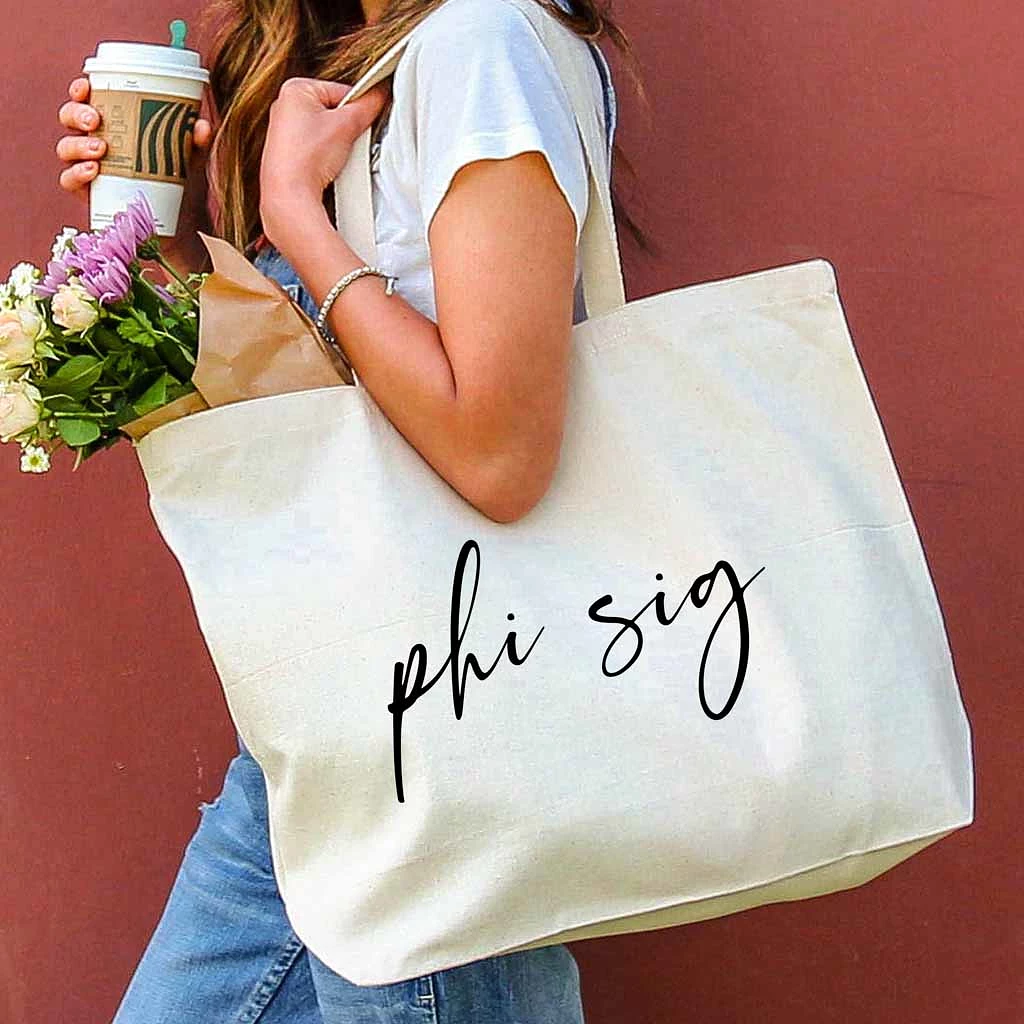 Phi Sigma Sigma Script Writing Nickname Canvas Tote Bag