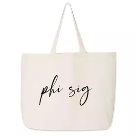 Phi Sigma Sigma Script Writing Nickname Canvas Tote Bag