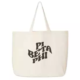 Pi Beta Phi Large Canvas Sorority Tote Bag with Simple Mod Design