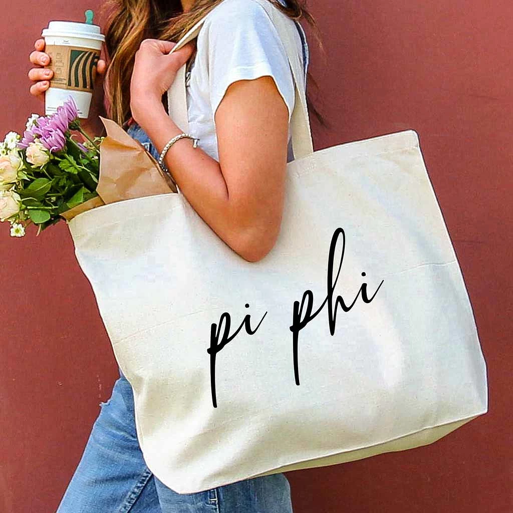 Pi Beta Phi Script Writing Nickname Canvas Tote Bag