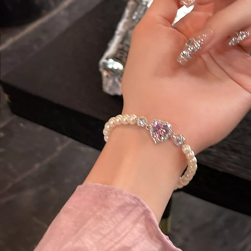 Pink Diamond Pearl Love Bracelet - Kimi