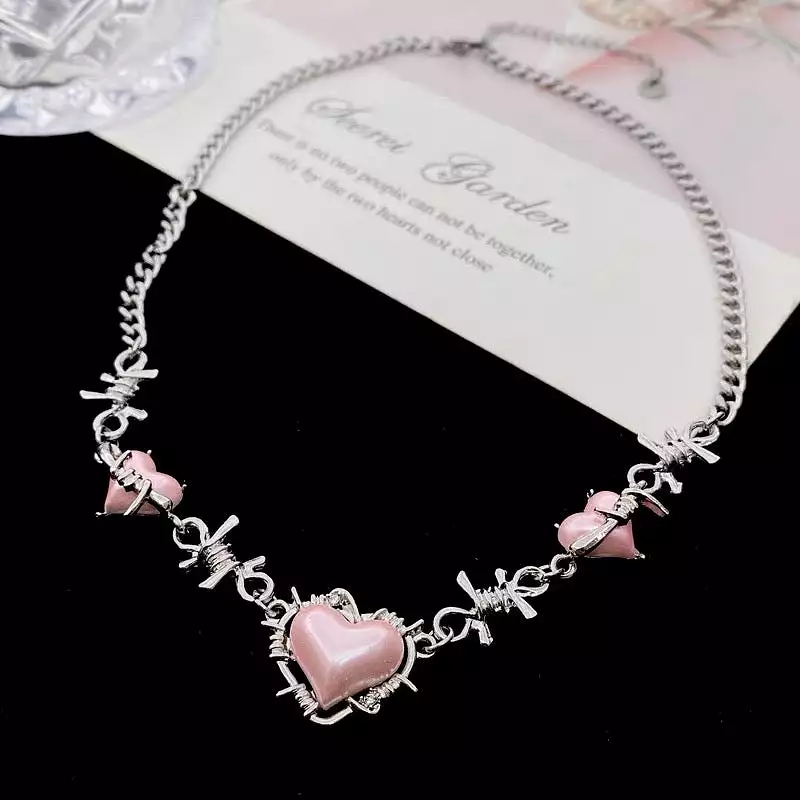 Pink Heart Bolt Necklace