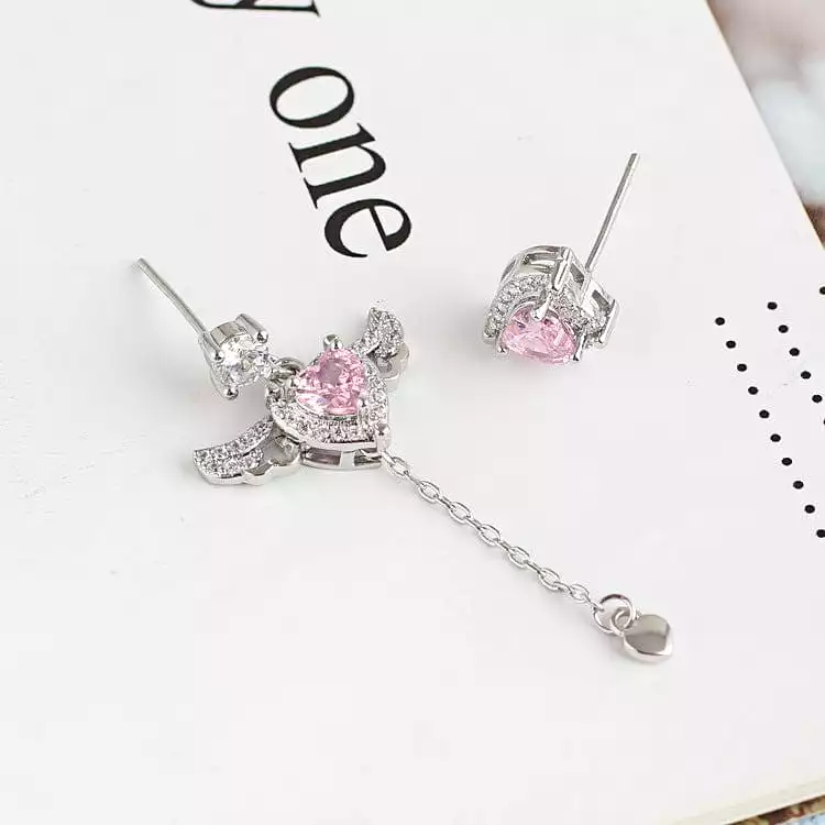 Pink Heart Wings Earrings MK18607