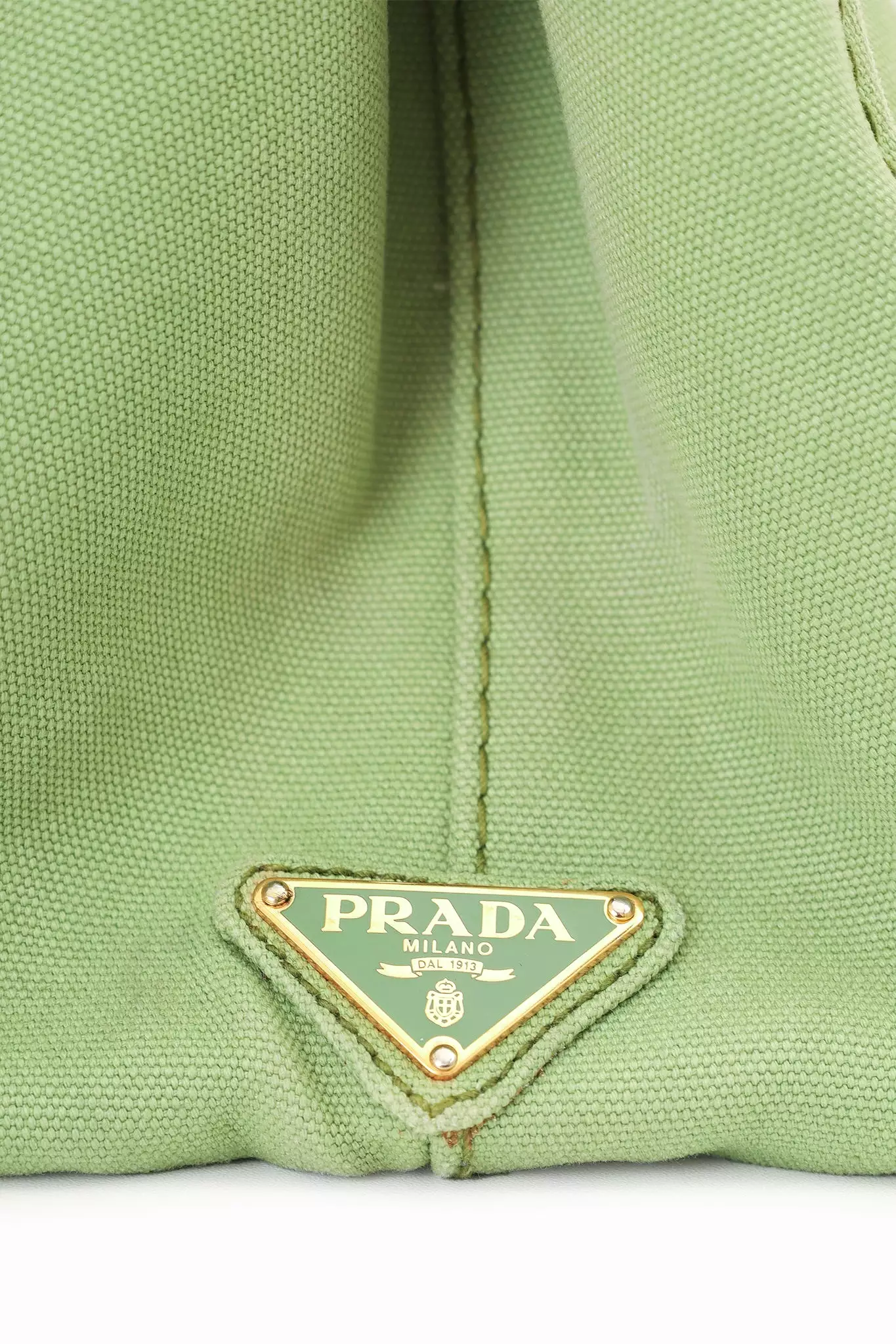 Prada Green Canvas Logo Canapa Tote Bag