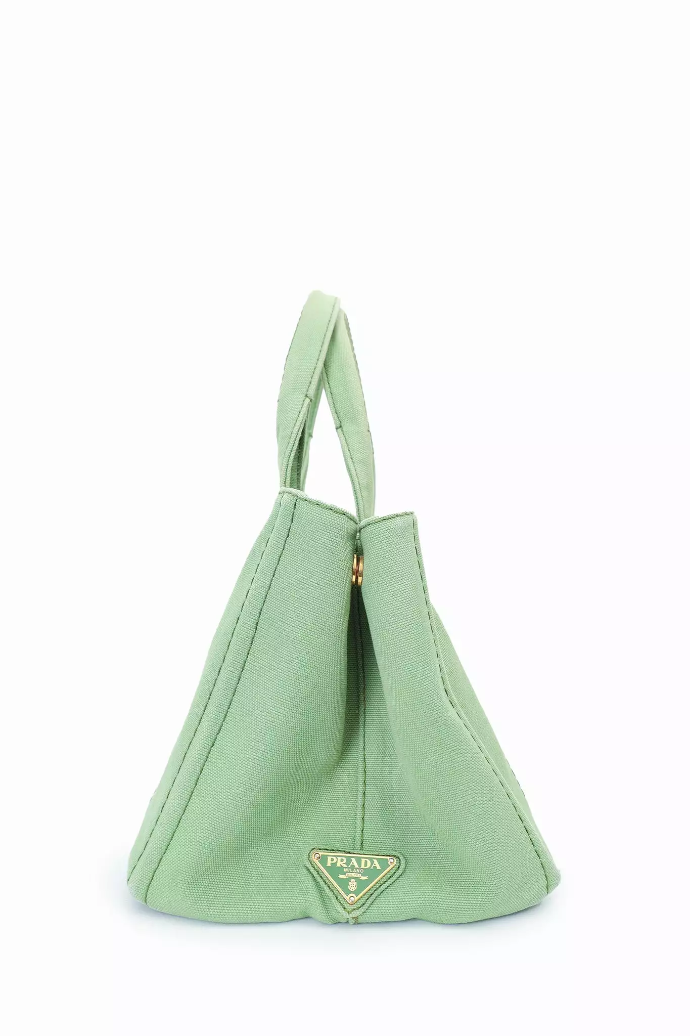 Prada Green Canvas Logo Canapa Tote Bag