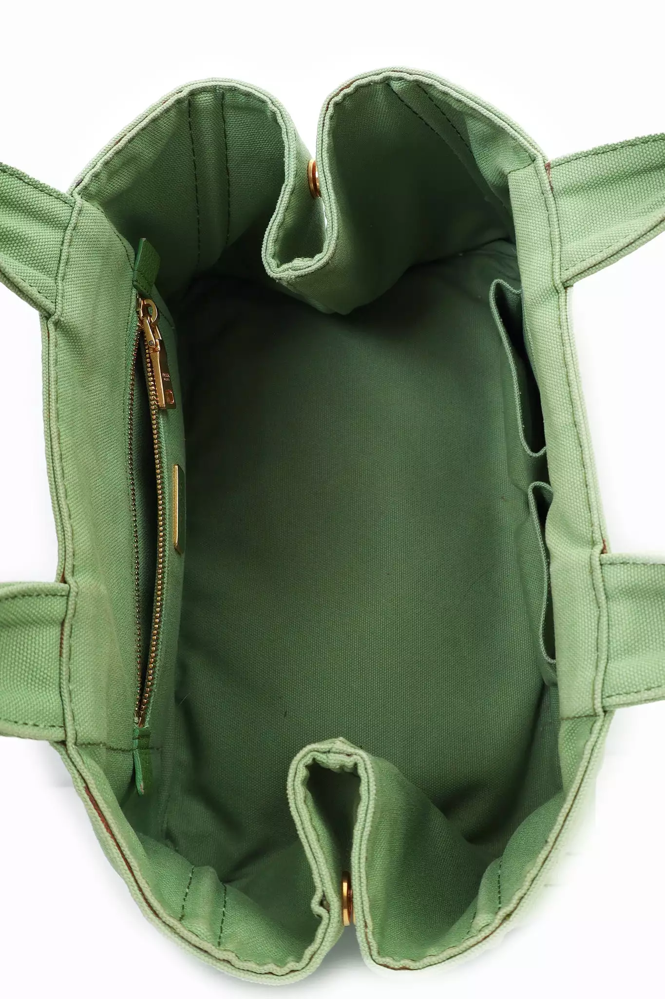 Prada Green Canvas Logo Canapa Tote Bag