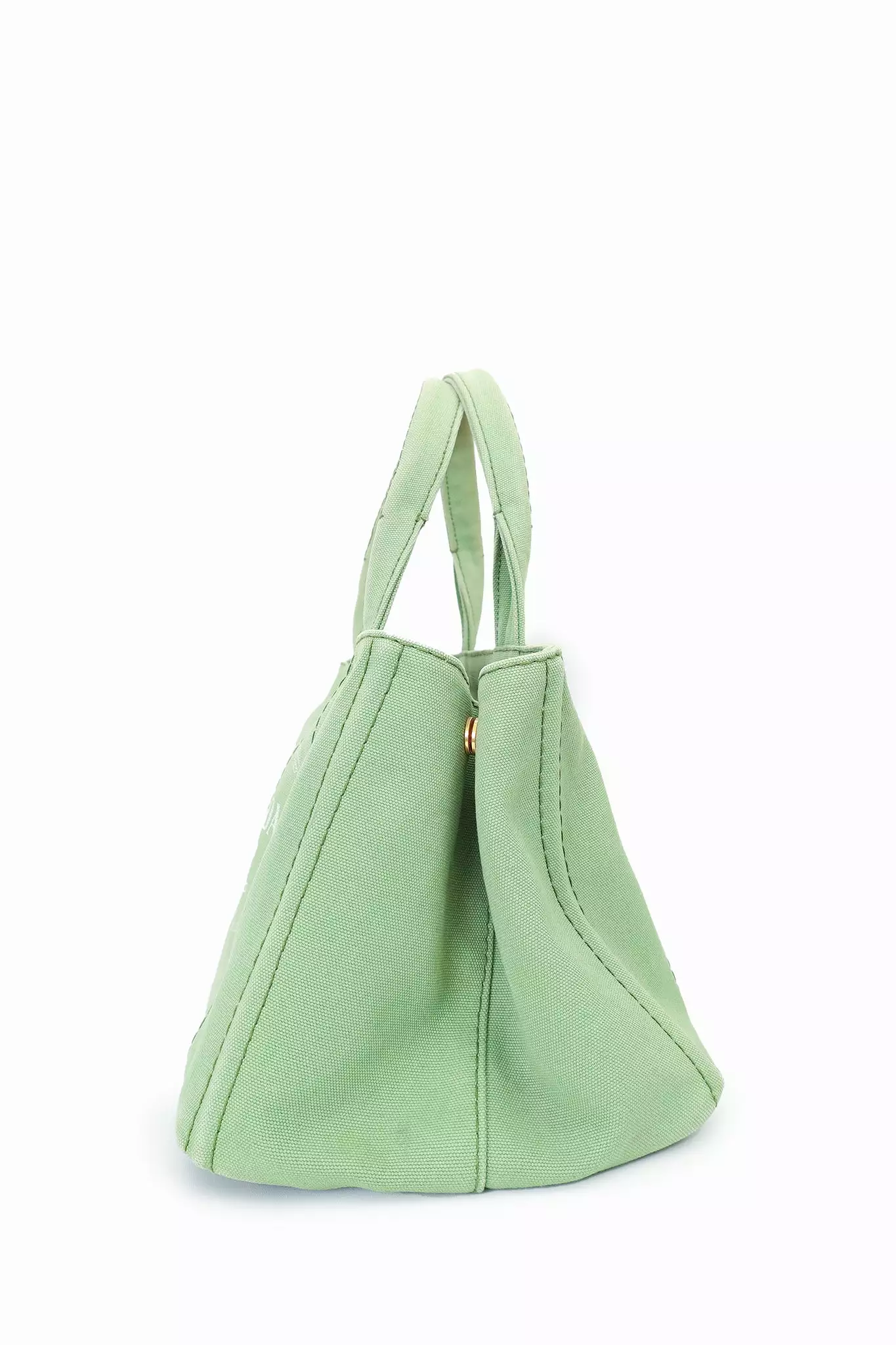 Prada Green Canvas Logo Canapa Tote Bag