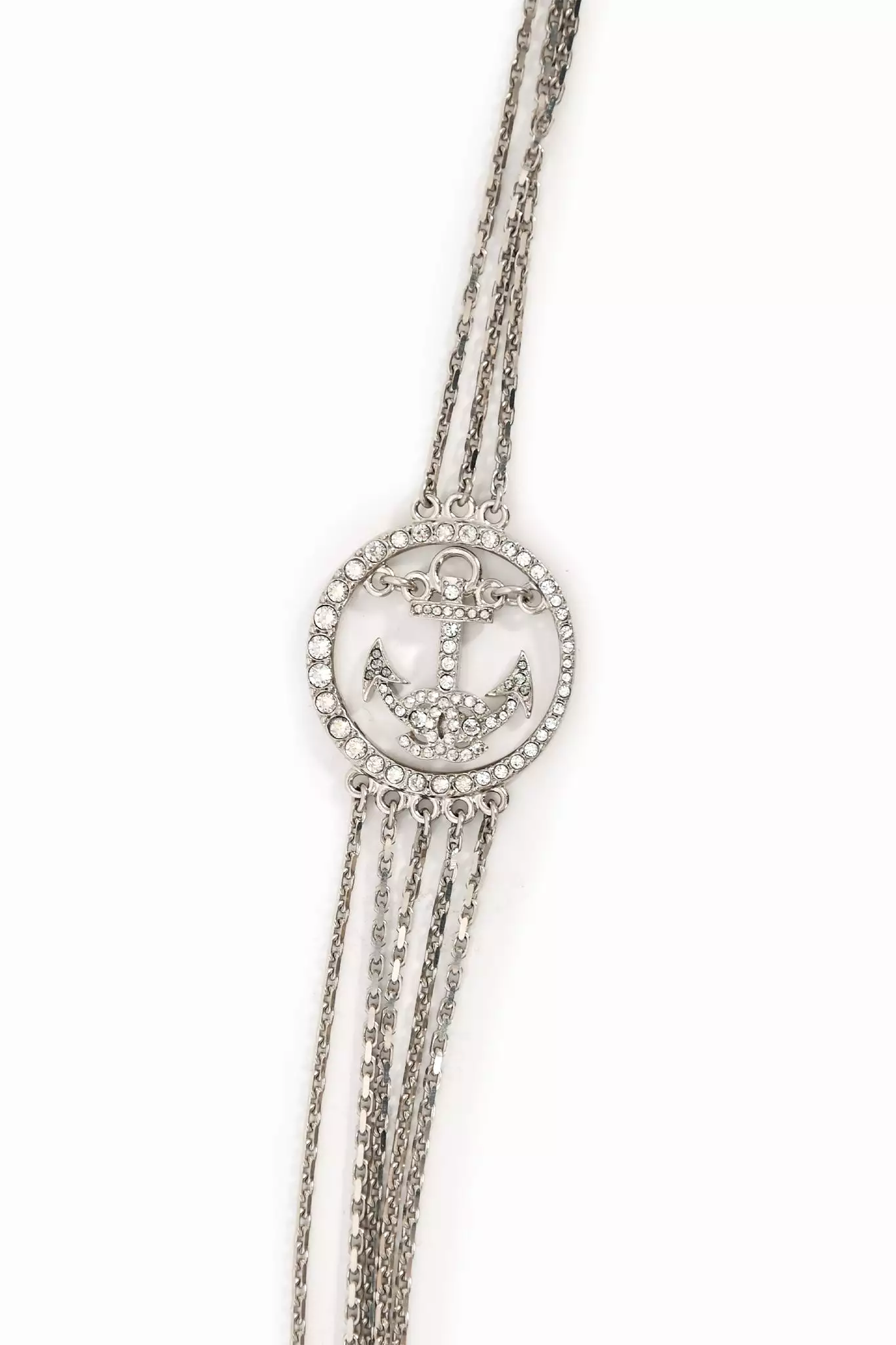 Pre-Loved Chanel? 2018 'Metiers D'art' Crystal Embellished CC Anchor Multi-Strand Necklace