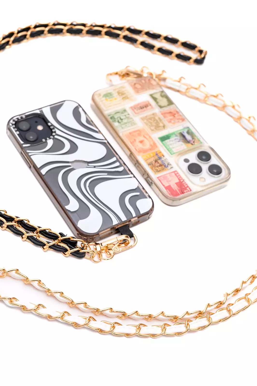 PU Leather Gold Chain Cell Phone Lanyard Set of 2