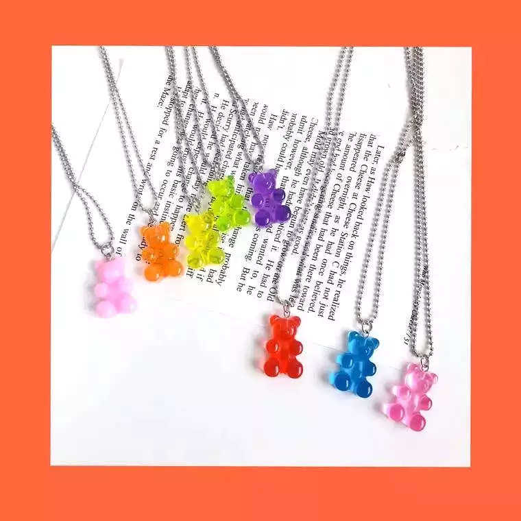 Rainbow Jelly Bear Necklace