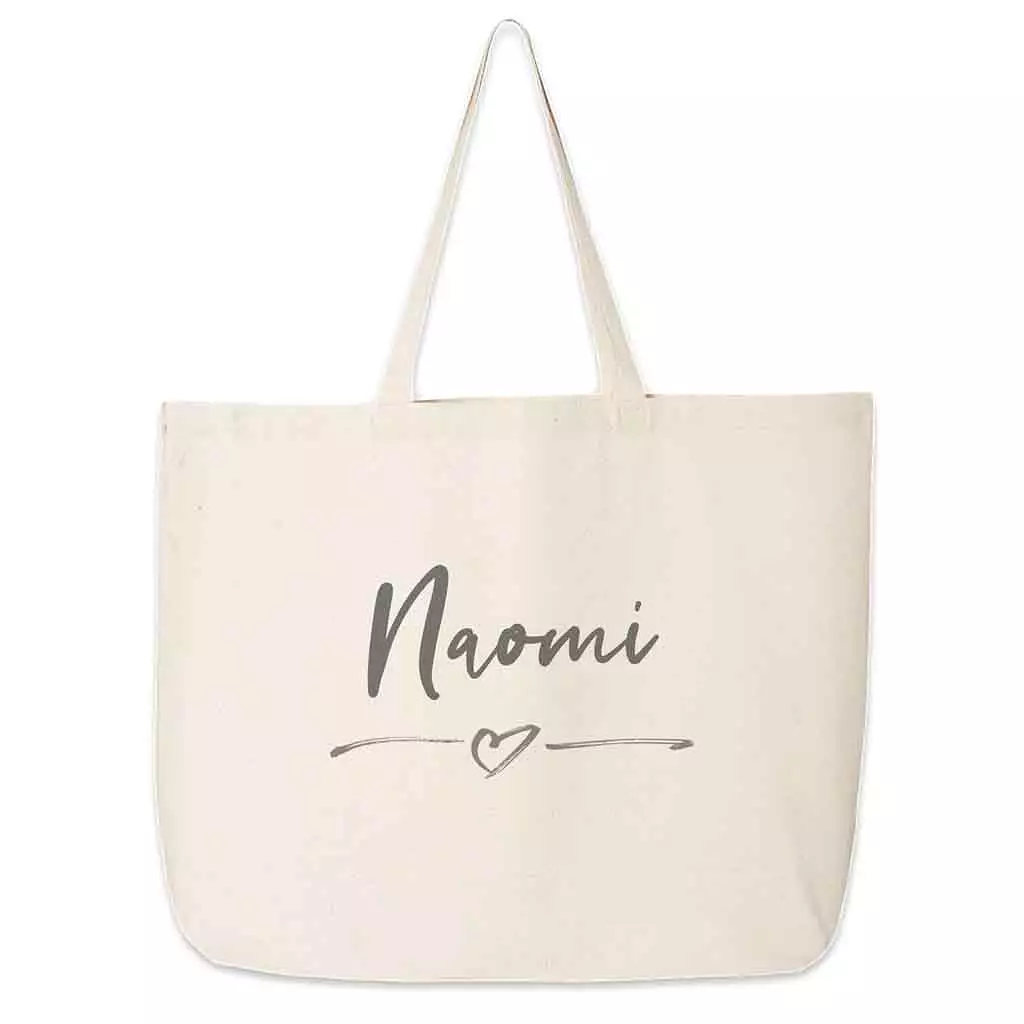 Roomy Canvas Tote Bag for the Bridal Party Personalized