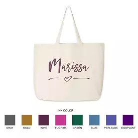 Roomy Canvas Tote Bag for the Bridal Party Personalized