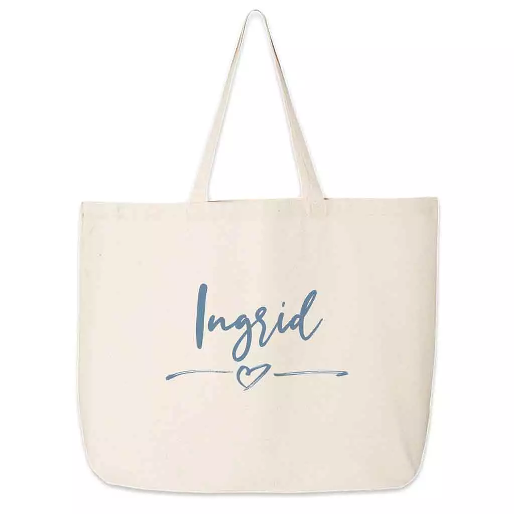 Roomy Canvas Tote Bag for the Bridal Party Personalized