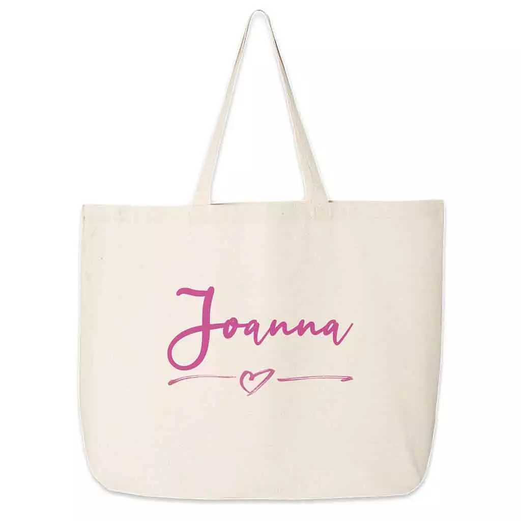 Roomy Canvas Tote Bag for the Bridal Party Personalized