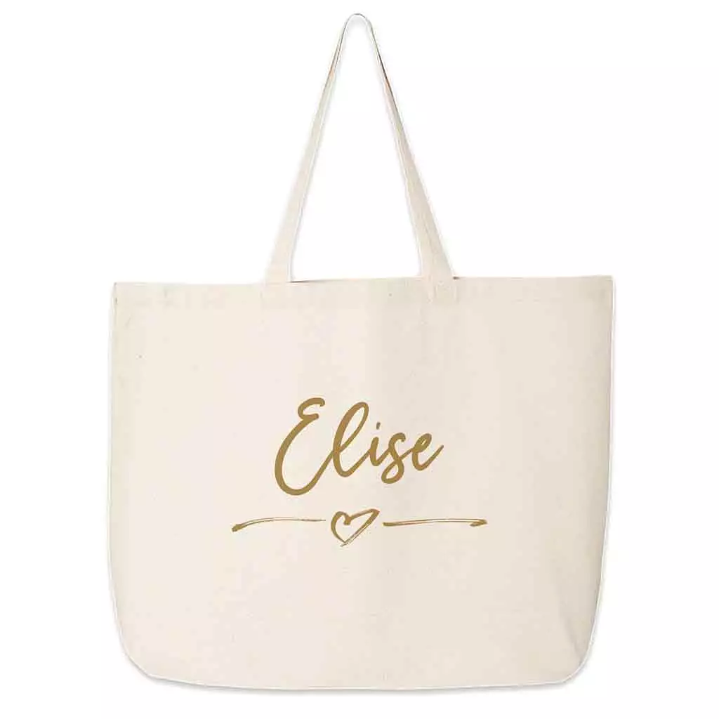 Roomy Canvas Tote Bag for the Bridal Party Personalized