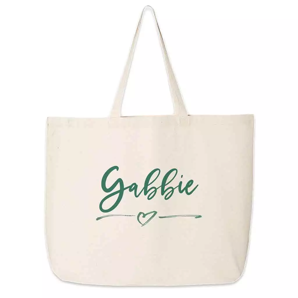 Roomy Canvas Tote Bag for the Bridal Party Personalized