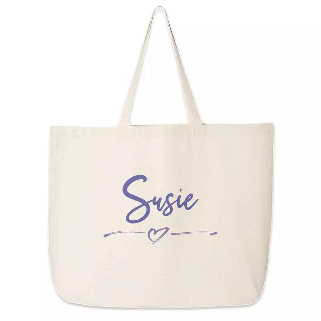 Roomy Canvas Tote Bag for the Bridal Party Personalized