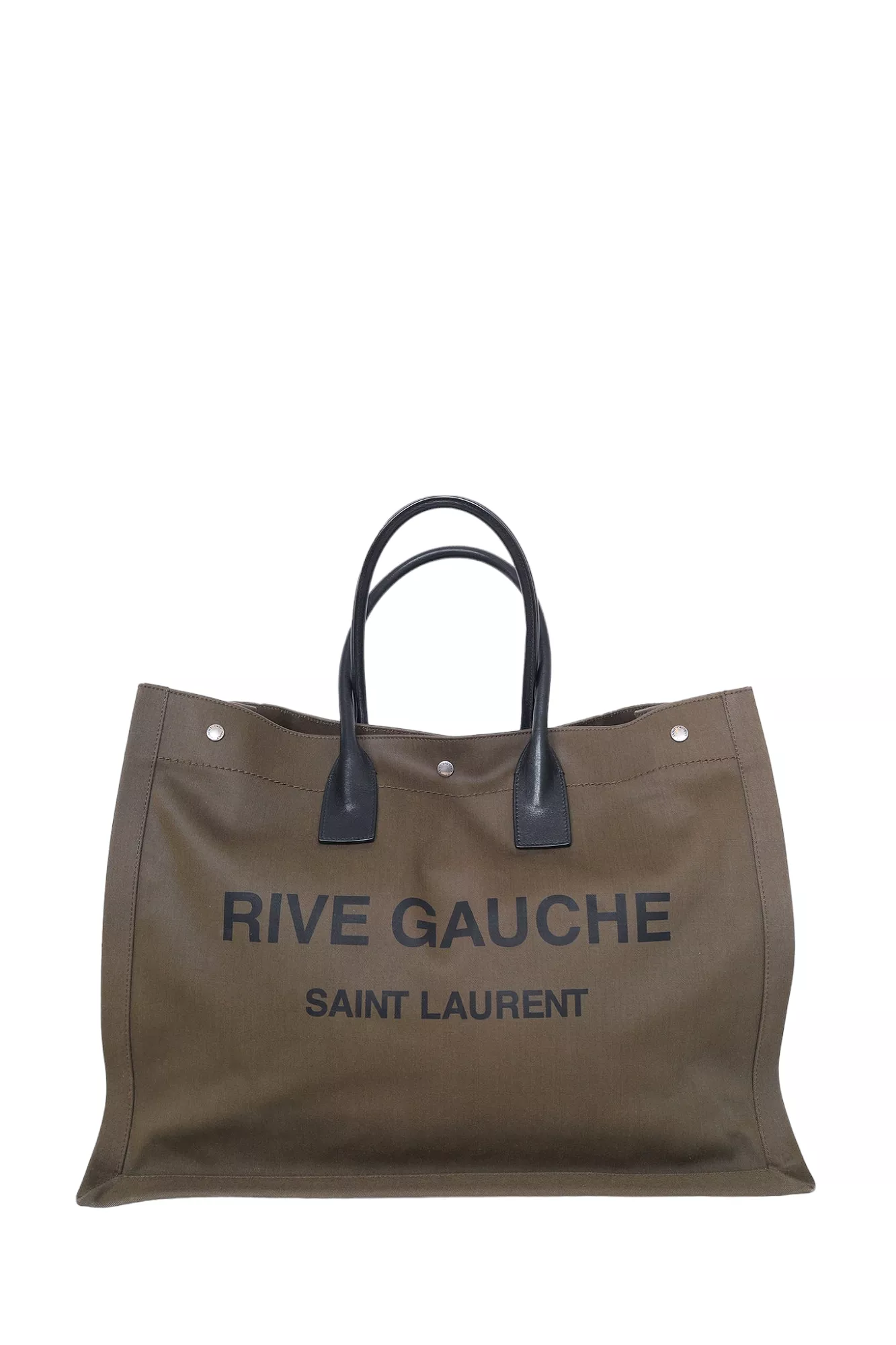 Saint Laurent Khaki Green Canvas Large Rive Gauche Tote