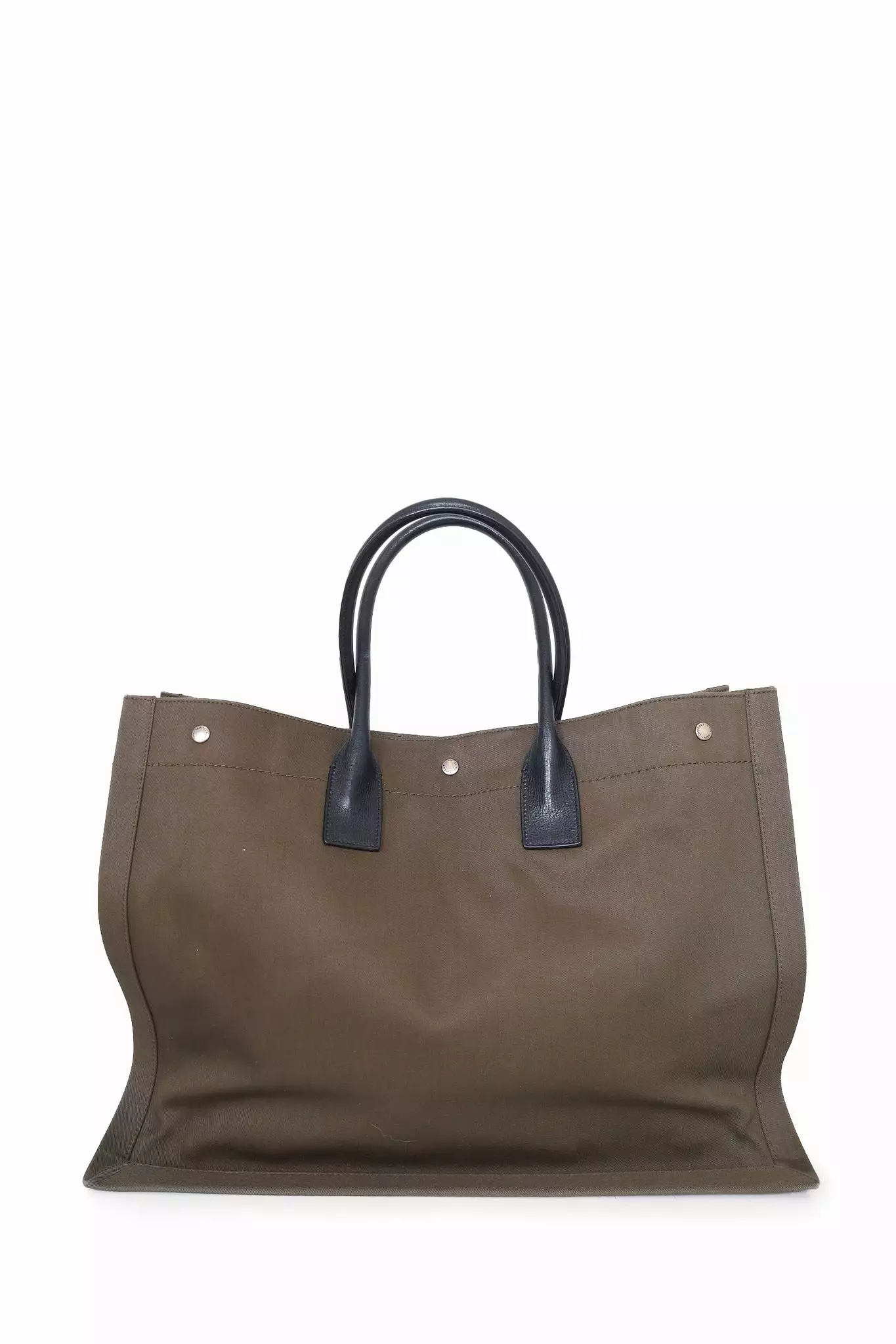 Saint Laurent Khaki Green Canvas Large Rive Gauche Tote