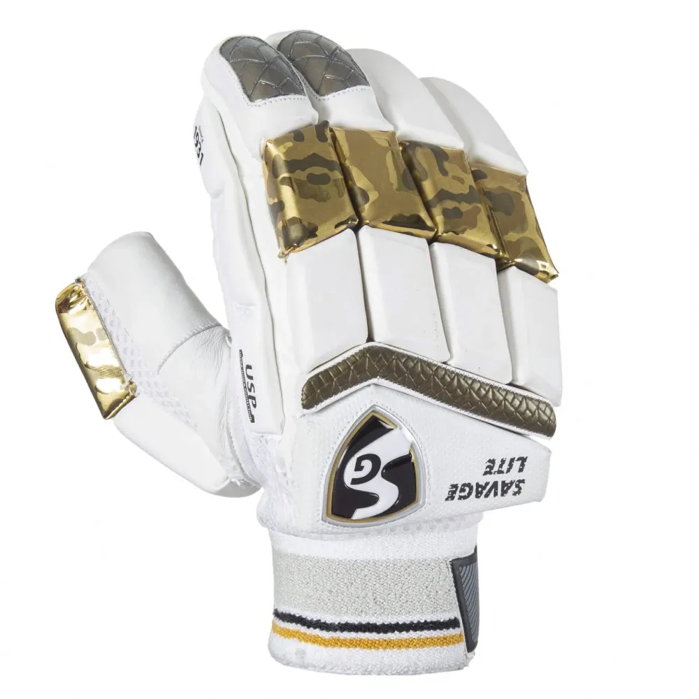 SG Savage Lite LH Batting Gloves (White)