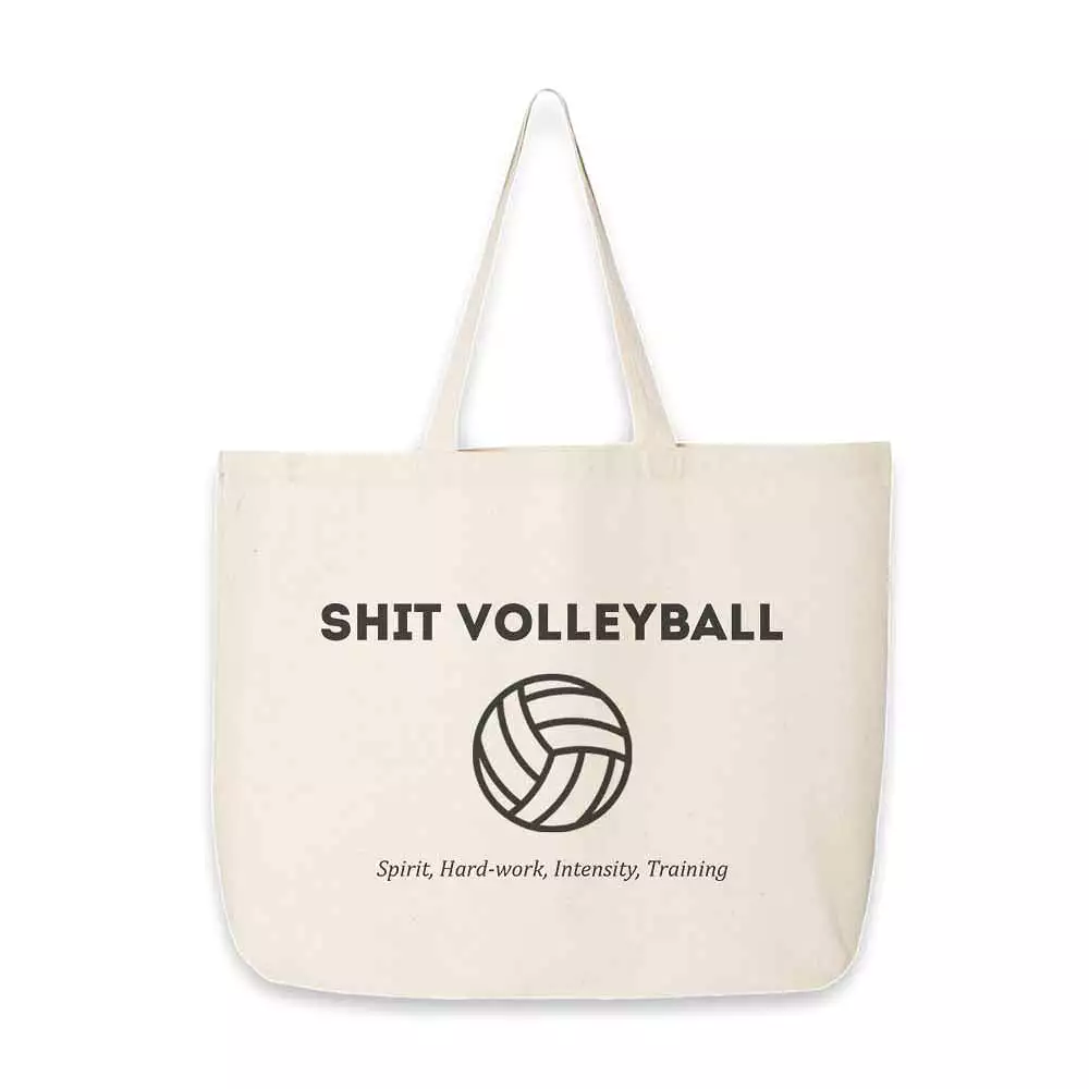 SHIT Volleyball Club Large Canvas Tote Bag - Black