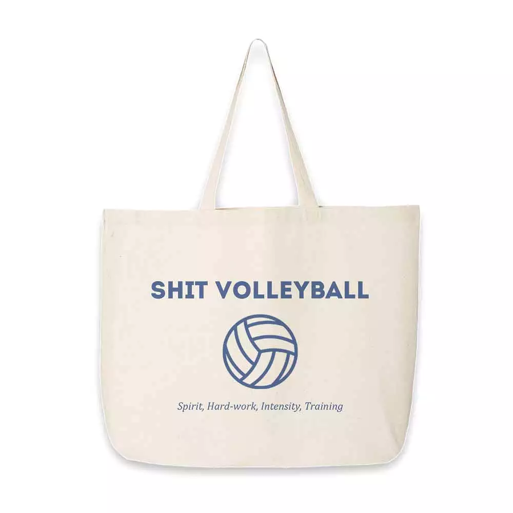 SHIT Volleyball Club Large Canvas Tote Bag - Blue