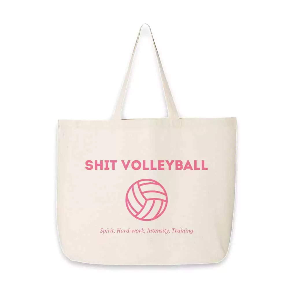 SHIT Volleyball Club Large Canvas Tote Bag - Pink