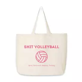 SHIT Volleyball Club Large Canvas Tote Bag - Pink