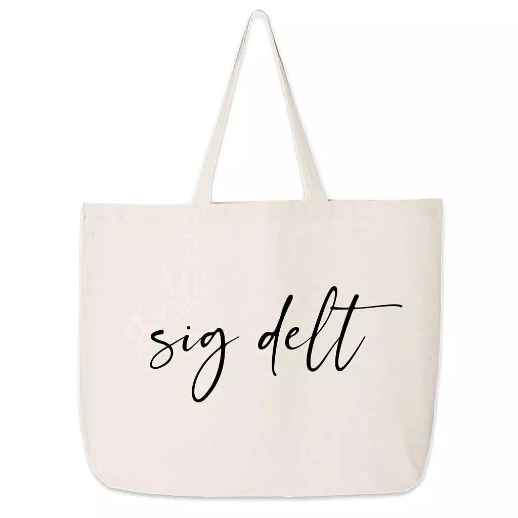 Sigma Delta Tau Script Writing Nickname Canvas Tote Bag