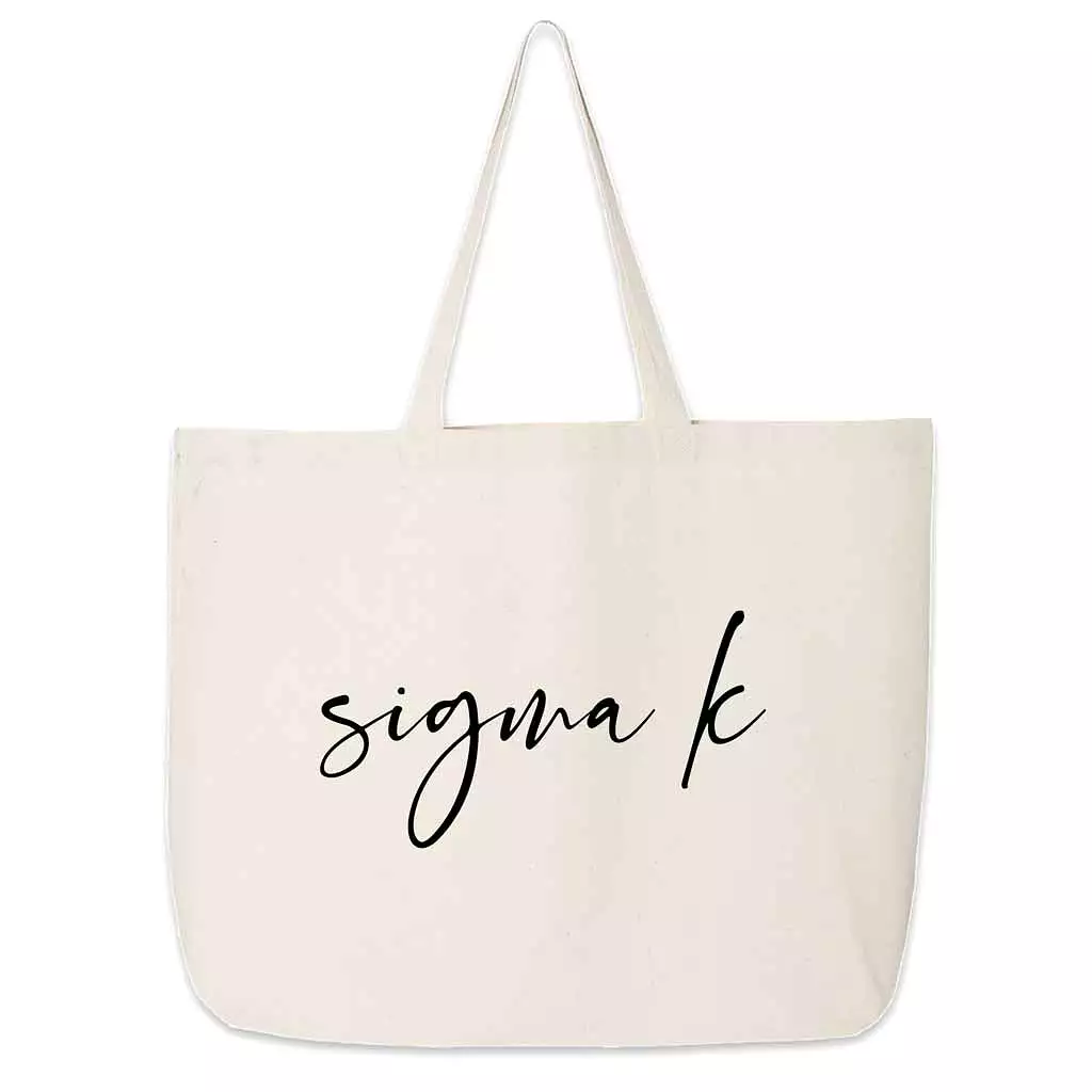 Sigma Kappa Script Writing Nickname Canvas Tote Bag