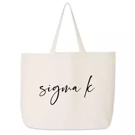 Sigma Kappa Script Writing Nickname Canvas Tote Bag