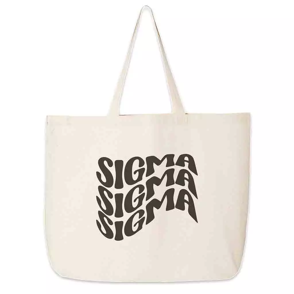 Sigma Sigma Sigma Large Canvas Sorority Tote Bag with Simple Mod Design